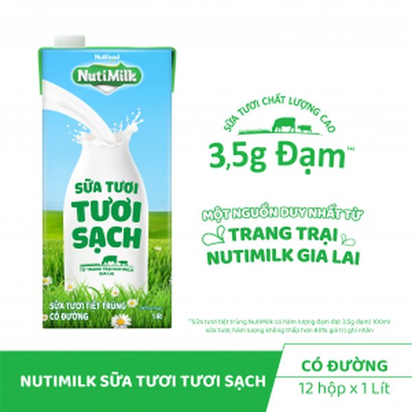 Nuti- Sữa tươi sạch có đường hộp 1L