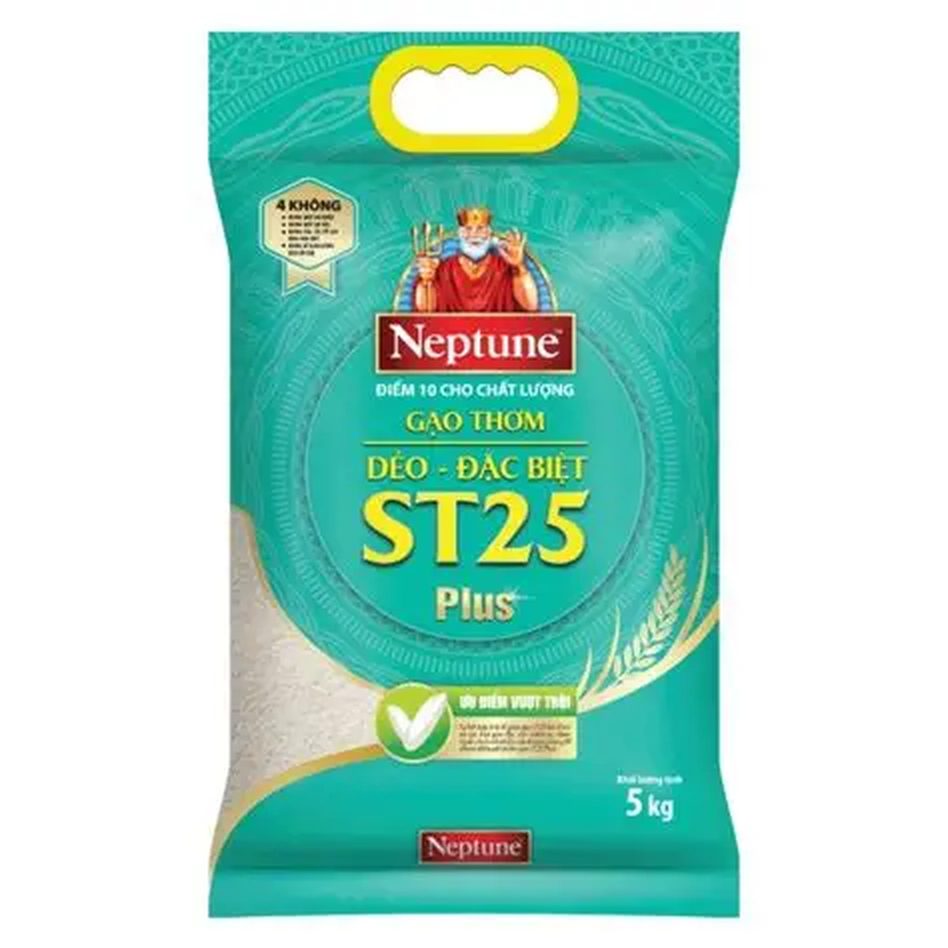 Gạo thơm dẻo ĐB Plus Neptune xanh ST25-5kg