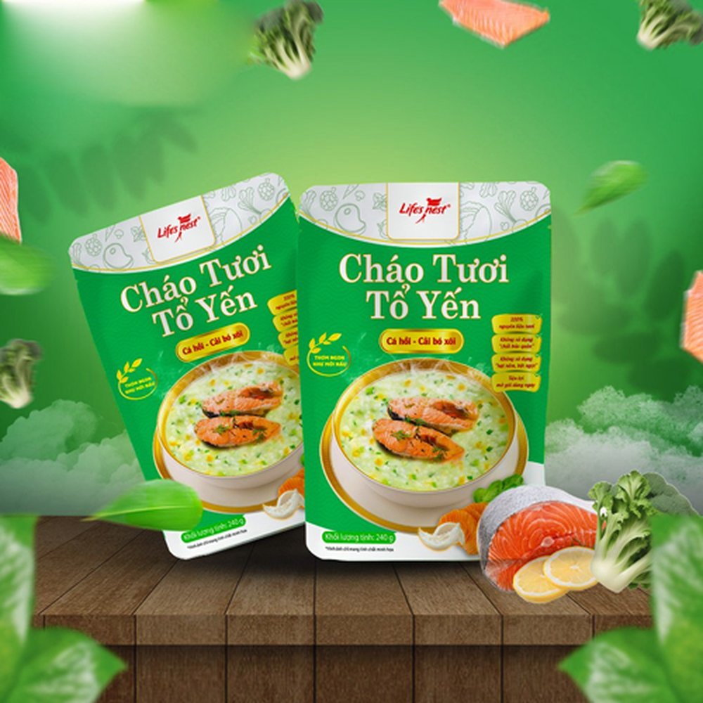 Cháo tươi Tổ Yến Lifesnest cá hồi bó xôi