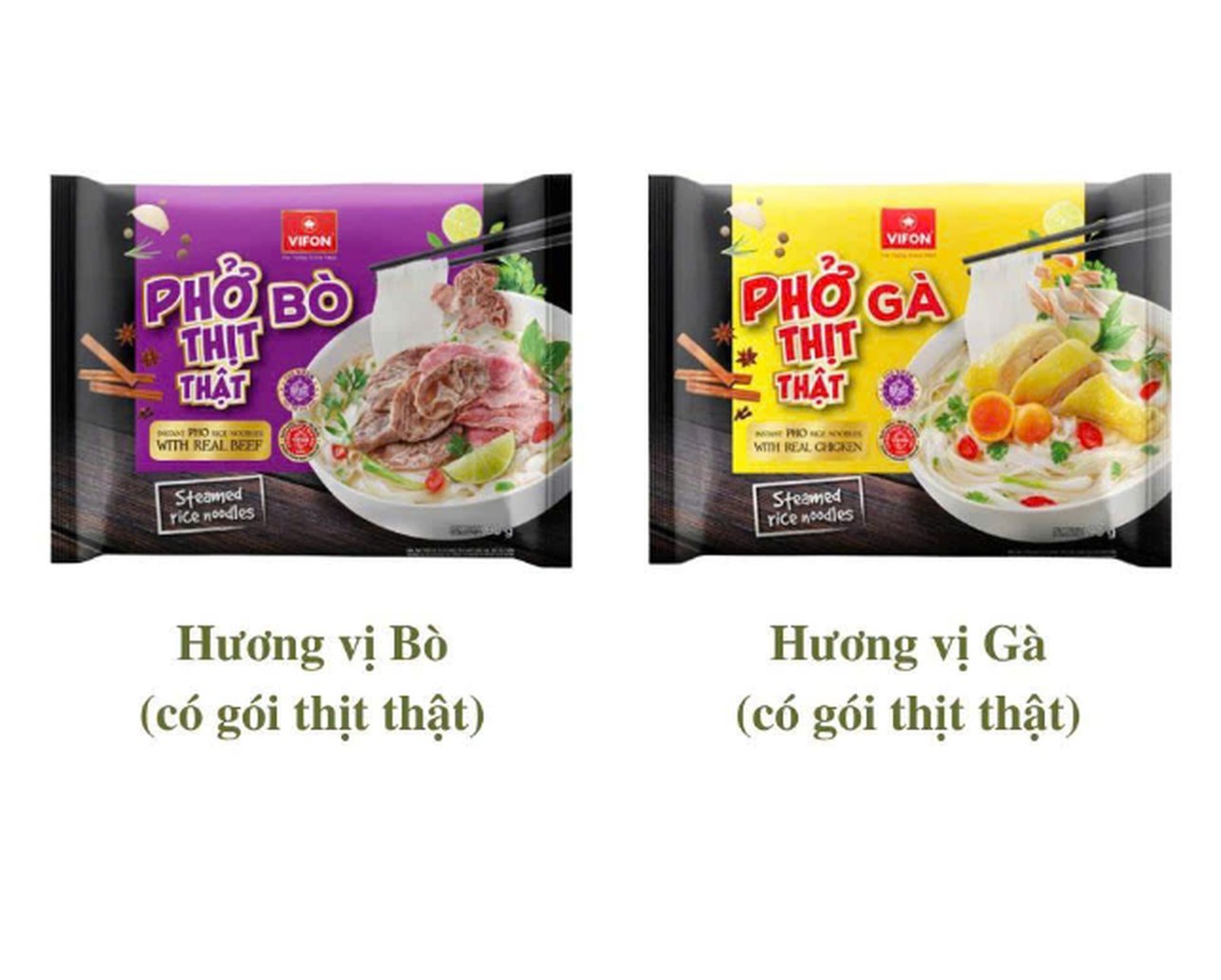 Phở bò, gà vifon thịt thật 90g/20gói