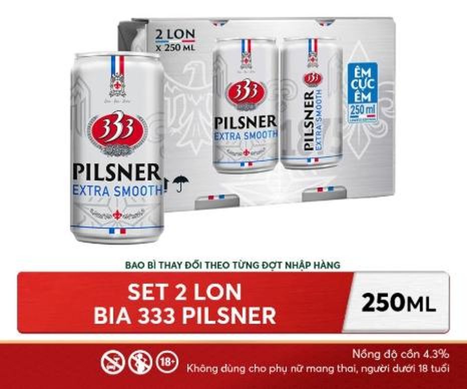 Bia 333 Pilsner lon 250ml